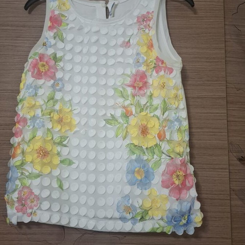 Mayoral sleeveless blouse used, colorful floral design, size 158 cm, age 14