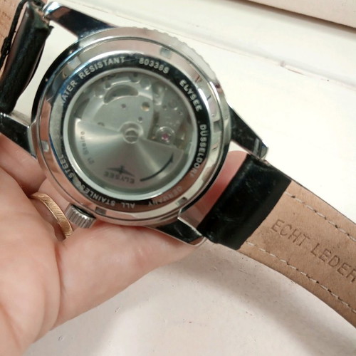 Elysee Automatic White Watch Dusseldorf Germany 3 ATM, unused, leather strap