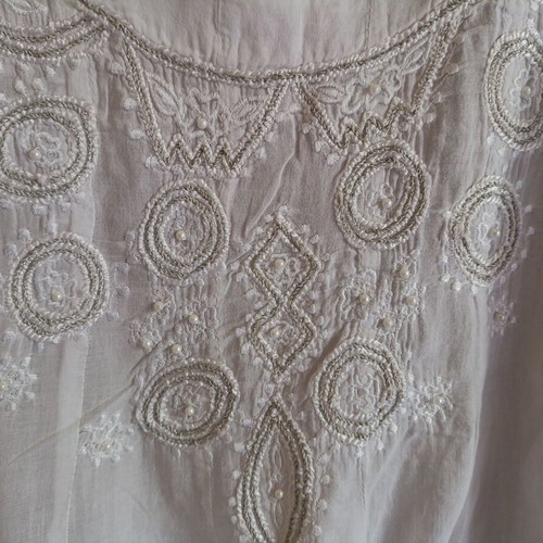 White Boho Summer Dress Tunic with Embroidery like new, size L