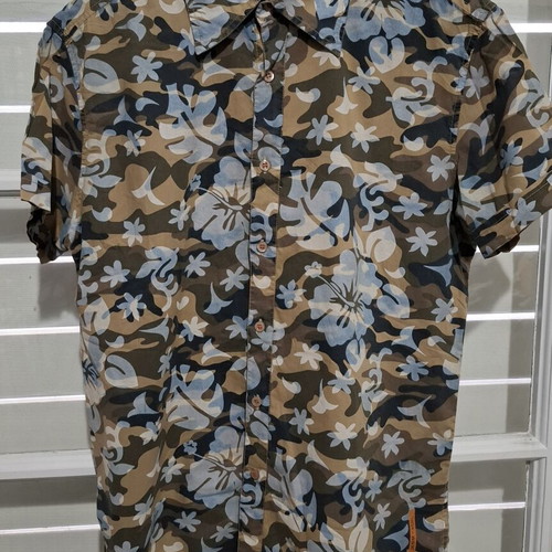 3Guys Short Sleeve Shirt M like new, beige and brown