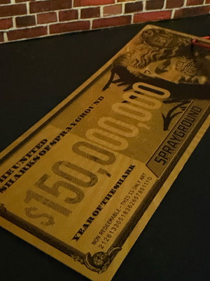 Sprayground Year of the Shark collectible golden ticket like new