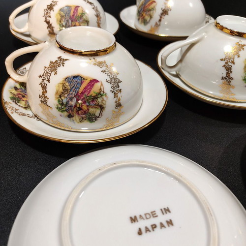 1960s Serving Set Made in Japan like new with 6 Cups and Creamer