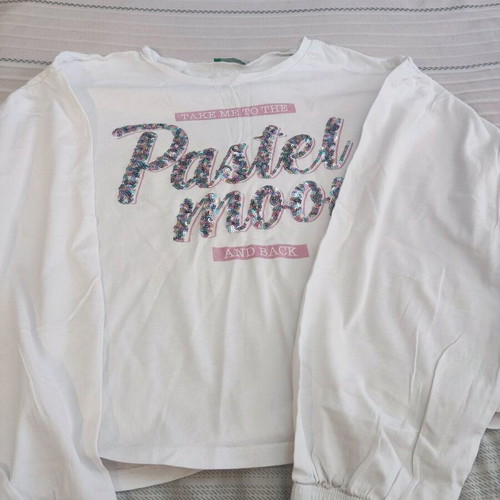 Benetton blouse for 13 years new, white and pink