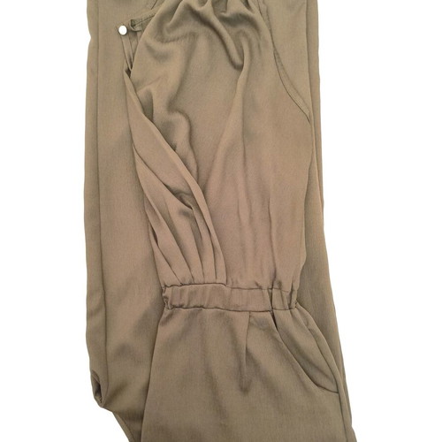 Khaki Wrap Jumpsuit One Size Like New with Pockets and Elastic Waist