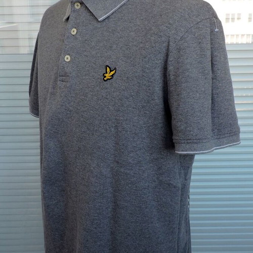 Lyle & Scott grey men's short sleeve polo shirt, size M