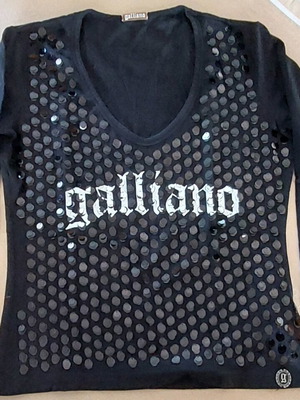 Μπλούζα Galliano μεταχειρισμένη, μαύρη με παγιέτες, μέγεθος L
