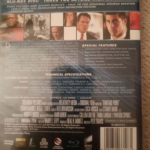 Vantage Point Blu-Ray like new, adventure film with subtitles