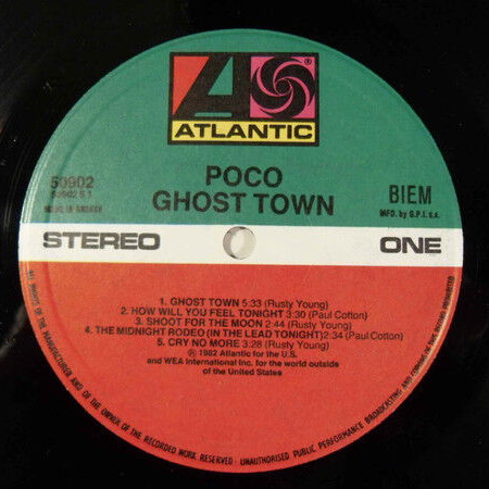 Poco Ghost Town vinyl record used, rock