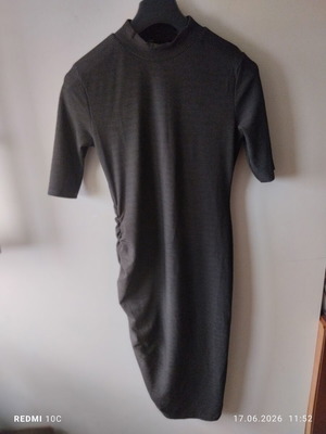 Midi dress Zara like new, size L, khaki textured rib fabric