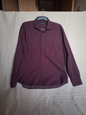 Portobello's XXL Burgundy Cotton Micro Pattern Shirt