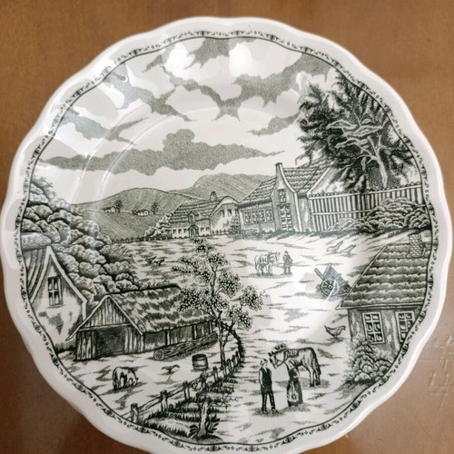 Vintage Swiss Landscape plate set like new, 6 pieces