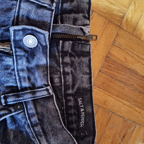 Jean salt and pepper lightly used, slim fit, dark gray with zipper