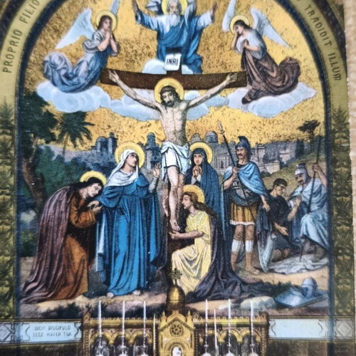 Religious Lourdes Crucifixion postcard Belle Époque like new