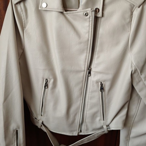 Sinsay women's biker jacket beige new, faux leather