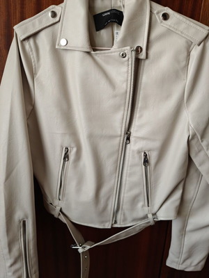 Sinsay women's biker jacket beige new, faux leather