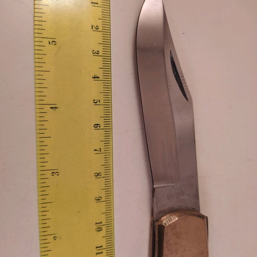 Vintage folding knife like new, wood metal bronze