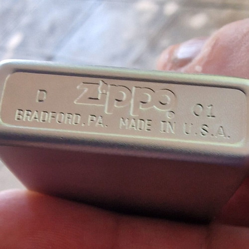 Zippo lighter with brushed chrome finish and blue anchor design new
