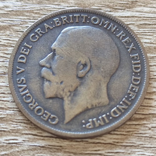 Great Britain One Penny 1917 coin used, George V