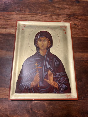 Icon painting used by Apostolia Kiokmenoglou