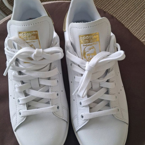 Adidas Stan Smith sneakers like new, white with gold, size 36 2/3