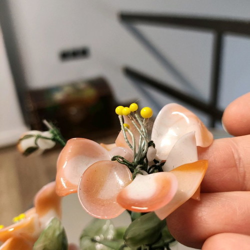 Decorative flowerpot with glass flowers used