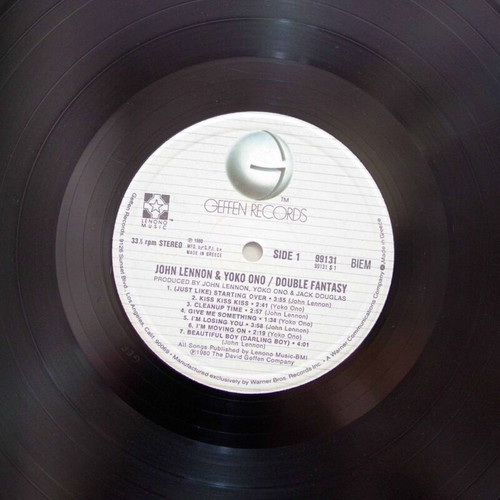 Double Fantasy vinyl record used, rock by John Lennon & Yoko Ono