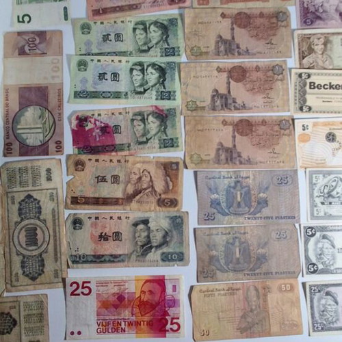 Paper money collection used from Europe, Asia, America