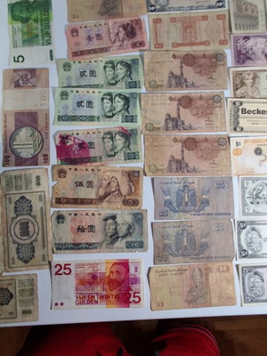 Paper money collection used from Europe, Asia, America