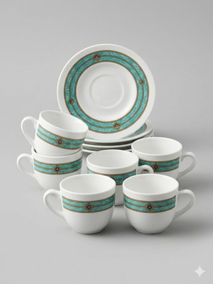 Σετ σερβίτσιο για καφέ 6 φλυτζανιών και πιάτων καινούργιο