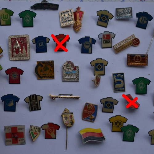 Sports pins used, pack of 43, former Eastern Bloc