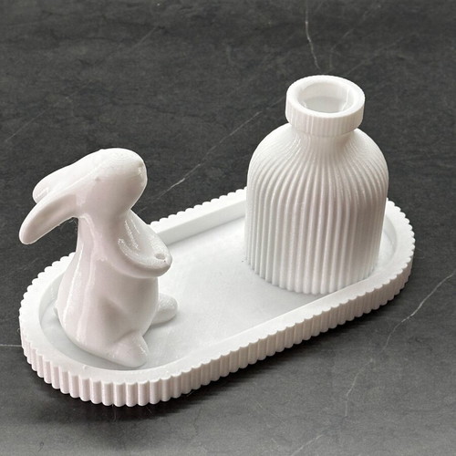 Easter decorative tray with bunny and flower holder new