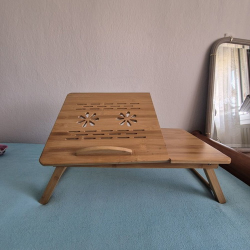 Wooden folding bamboo laptop and bed table