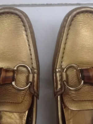 Gucci μοκασίνια μεταχειρισμένα 38½ χρυσαφί με bamboo buckle
