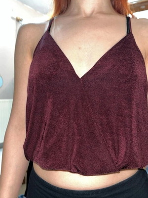 Bershka Burgundy Crop Top size M like new
