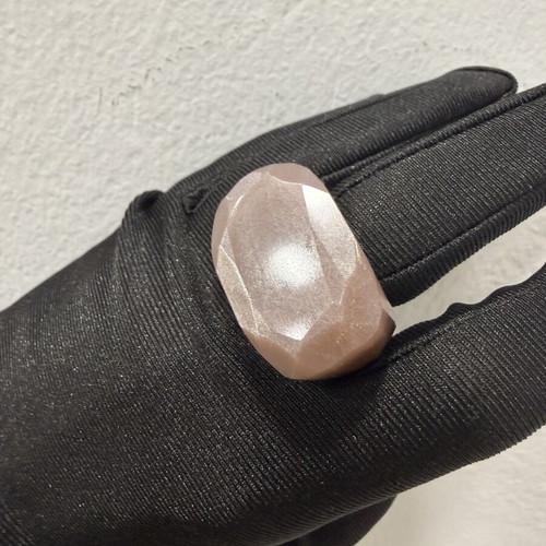 Sunstone natural ring, handmade, unique peach-pink