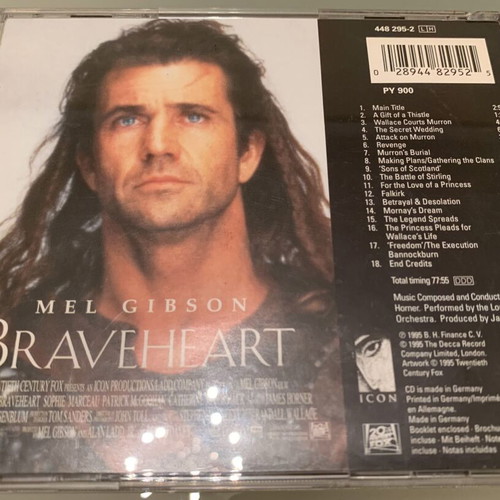 Braveheart Soundtrack CD Album like new, 1995