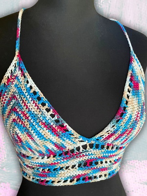 Handmade Crop Top Candy Coast size S colorful cotton