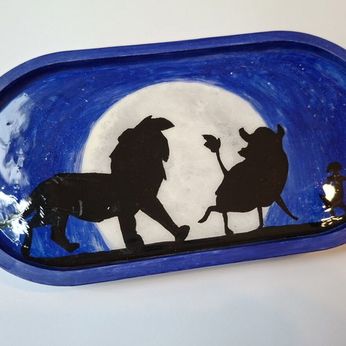 Handmade plaster tray painted with acrylics and UV resin finish