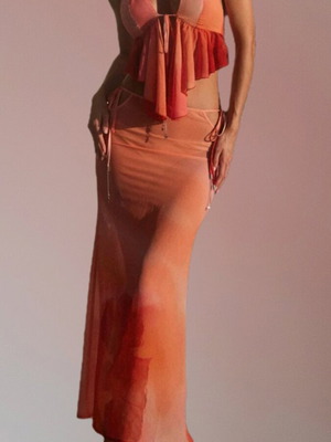 Coral color women's set, UK size 12 / Large