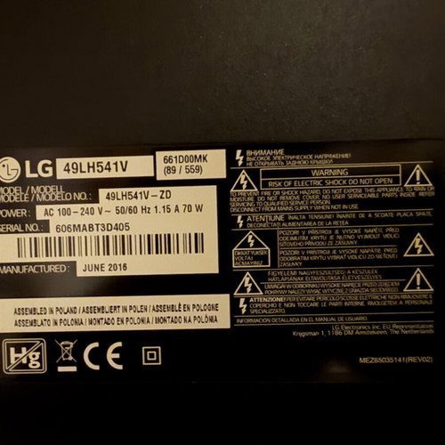 LG TV Lg-49LH541V used with broken panel for spare parts