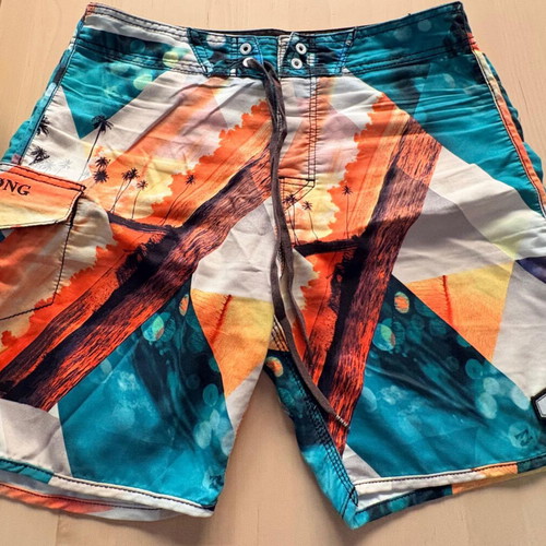 Billabong men's swim shorts used, size 32, multicolor