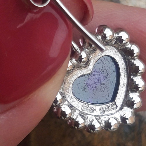 Lousir silver set with purple heart zirconia like new