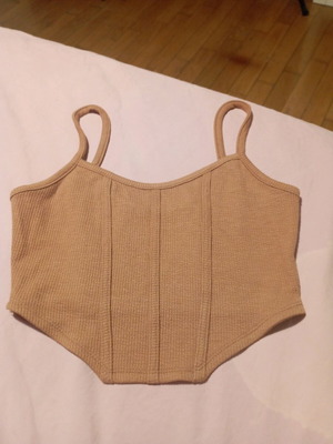 Bershka corset-style cropped top like new, brown