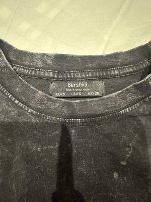 Bershka crop top with honeycomb waist band, acid wash black