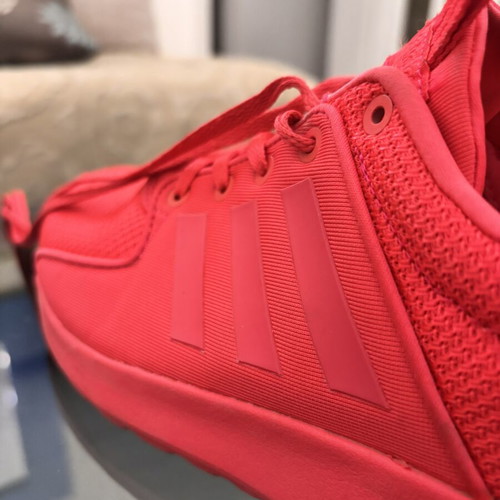 Adidas athletic shoes used, bright red-orange, size 41.5