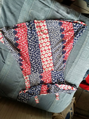 Dress used for 5 years old, white and blue with stains