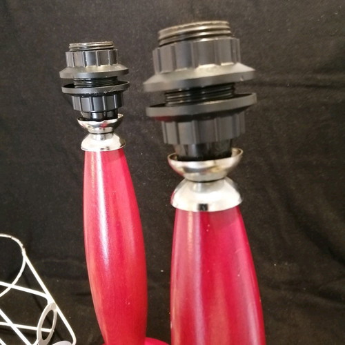 Wooden red table lamps for bulb, like new