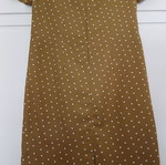 Handmade dress brown-mustard polka dot linen short sleeve size M like new