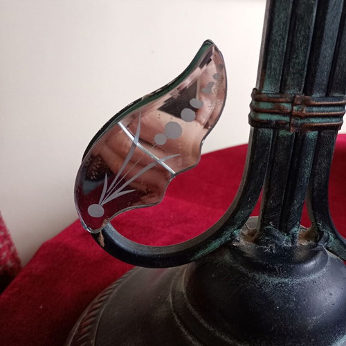 Brass candlestick used with cracked mirror piece
