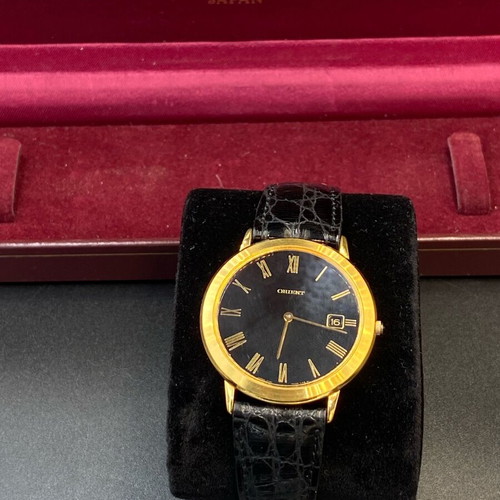 Orient Classic Dress Watch NOS, black and gold quartz men's